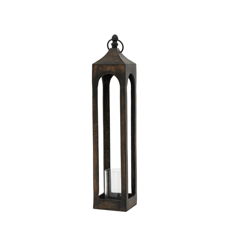 Aluminium 80% / Glass 20% Tabletop Lantern, 77" H x 15.5" W x 15.5" D