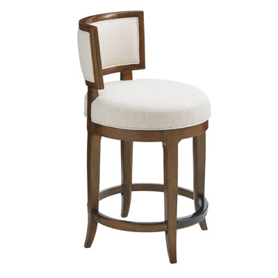 Island Fusion Swivel Upholstered Stool with Solid Wood Frame