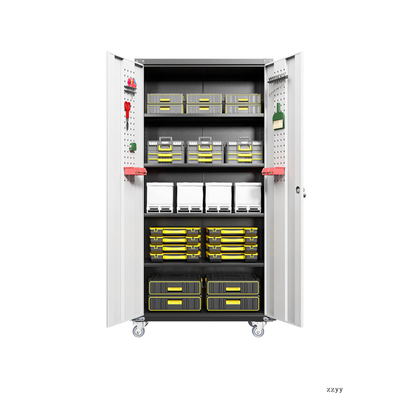 Armoires de rangement pour garage avec portes verrouillables et 4 tablettes réglables