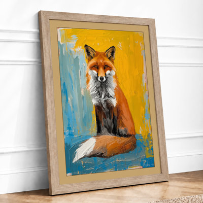 Contemplative Fox Modern - Framed Print