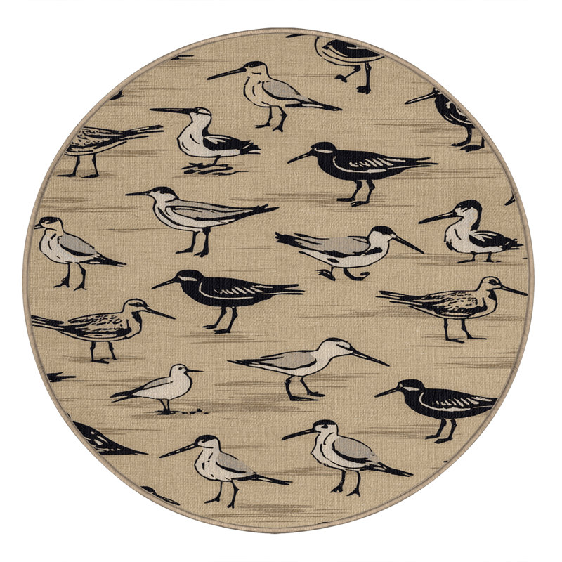  Tapis bord de mer lavable Seabird Sanctuary, Rond 3 pi