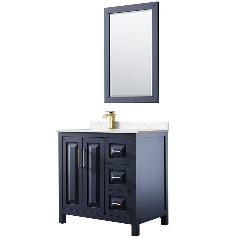 Daria 36'' W Single Vanity, Polished Chrome, Carrara Cultured Marble, Dark Gray