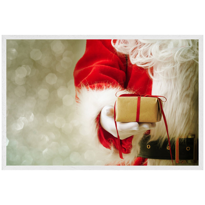 Tajana Santa Claus Gloved Hands - Single Picture Frame Print, 41cm H x 61cm W x 4cm D, White