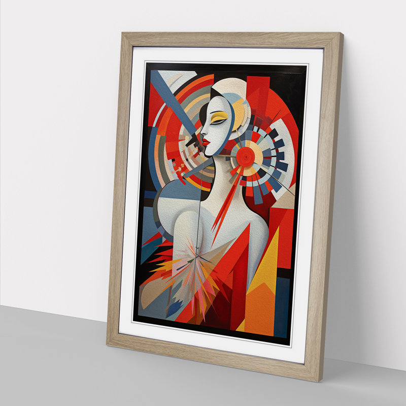 Angel Constructivism Art - Framed Print, Oak Framed, 64cm H x 46cm W x 2cm D