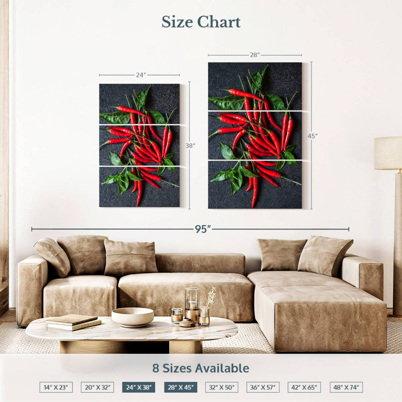 Piments rouges frais, H 38 po x l 24 po