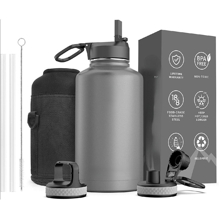 Wide Mouth Stainless Steel Reusable Water Bottle with Straw Cap - Vacuum  Insulated, Dishwasher Safe, BPA Free, Nontoxic