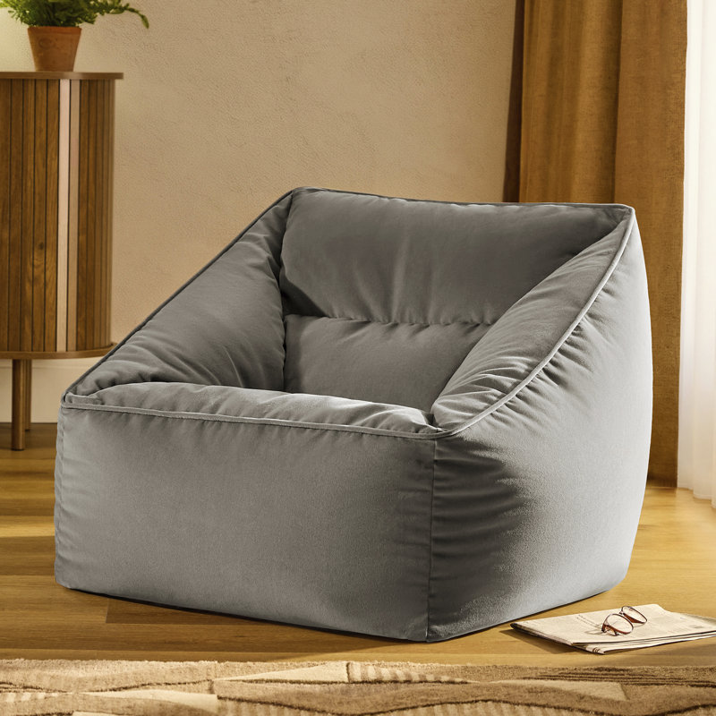 icon Milano Velvet Armchair Bean Bag, Charcoal Grey