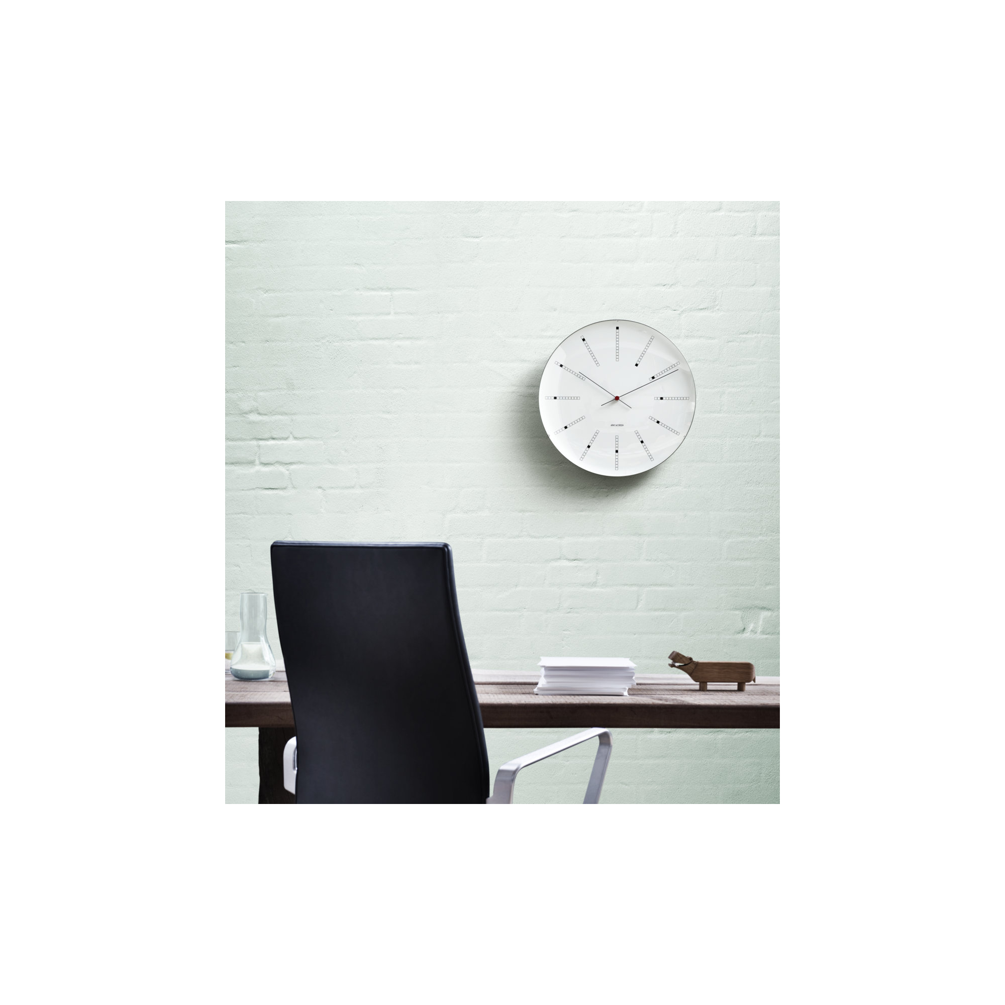 Bankers Metal Wall Clock, White/Black/Red, Large