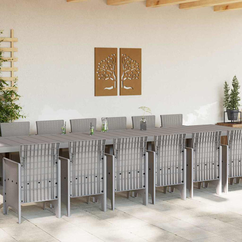 VidaXL Garden Dining Set 15 Pcs Light Grey Poly Rattan