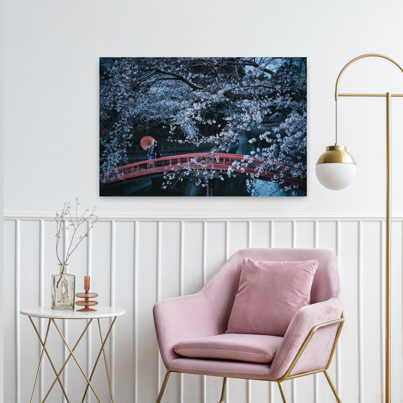 Art mural de Sakura Bridge Serenity, H 36 po x l 24 po