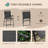 4 Piece Outdoor Patio Dining Furniture Set, 2 Folding Chairs, Adjustable Angle Umbrella, Wave Textured Tempered Glass Dinner Table