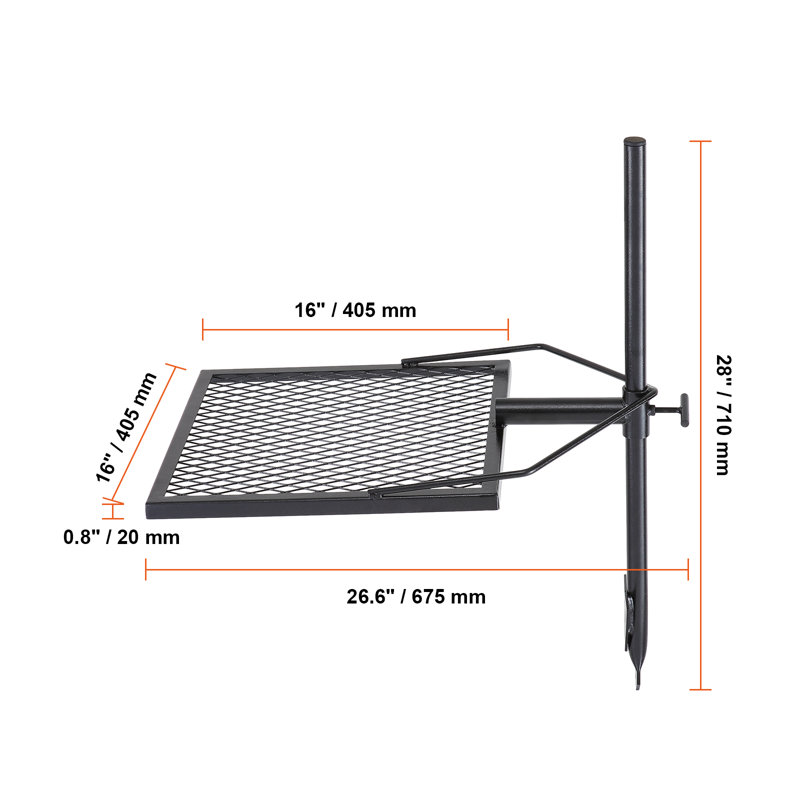 Heavy-Duty Black Stainless Steel Swivel Campfire Grill