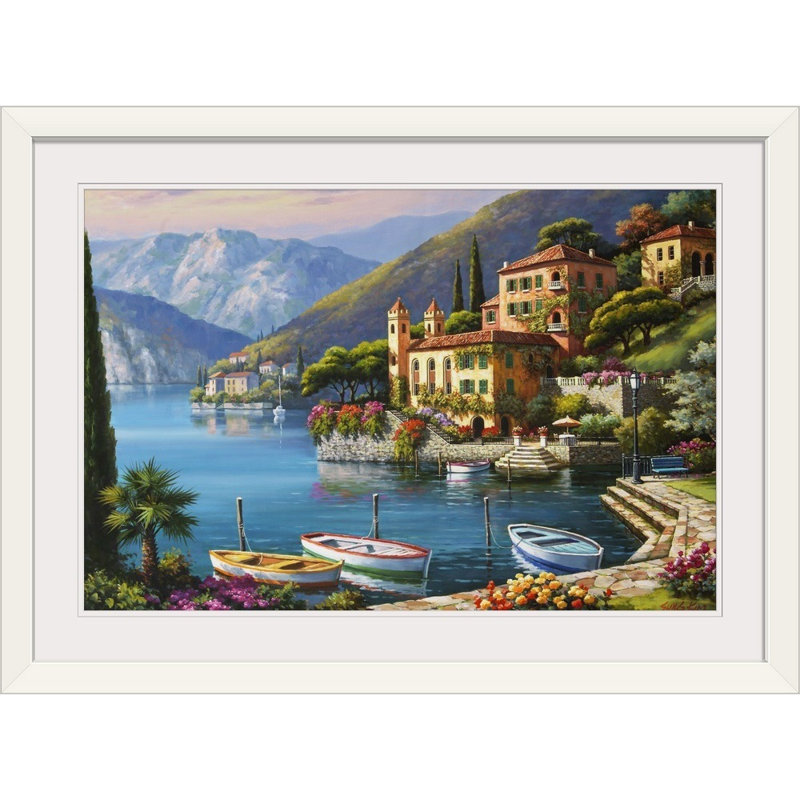 «Villa Bella Vista» par Sung Kim - impression d'art graphique, H 28 po x l 38 po, Impression encadrée, Blanc