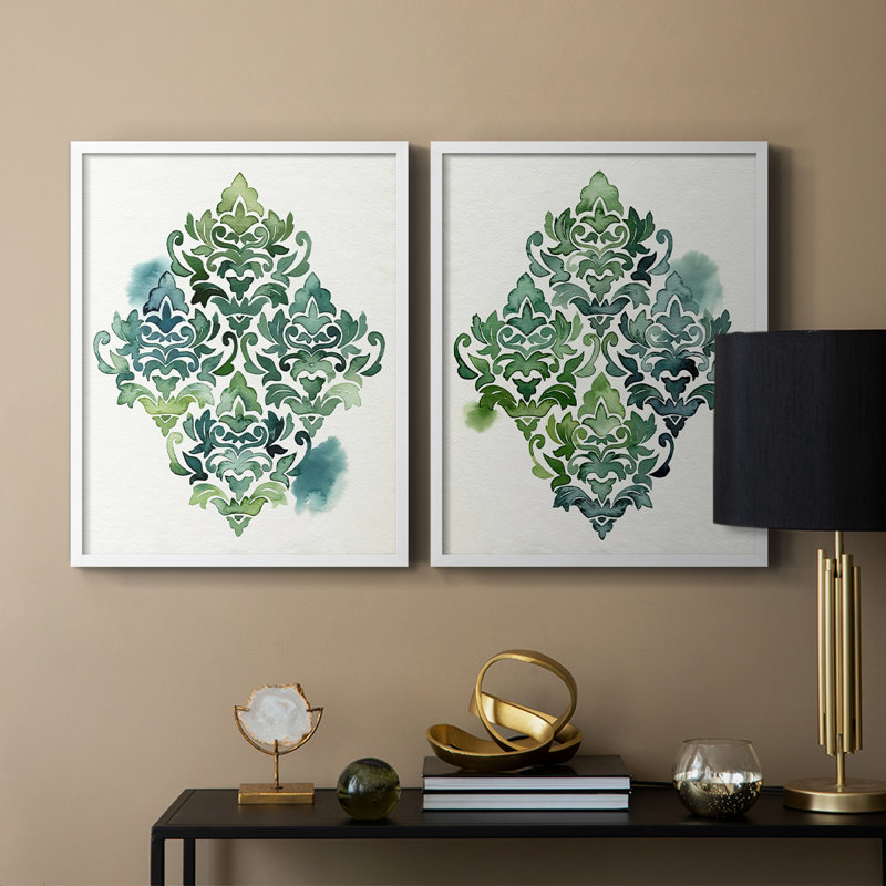«Algae and Azule Motif I», reproduction encadrée de qualité supérieure - prête à être accrochée - aucun clou requis - aucun clou requis