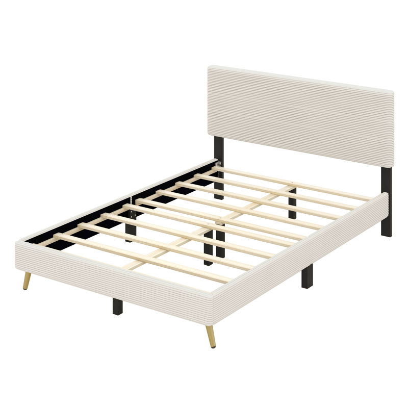 Lit plateforme tapissier Menlo, Beige