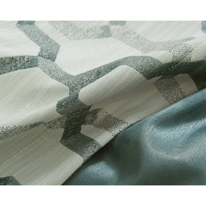 Ensemble de panneaux de rideaux semi-transparents avec passe-tringle géométrique Maumelle, Bleu sarcelle