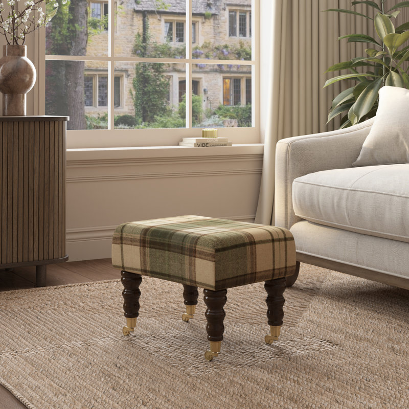 Manufactured Wood Accent Stool, Mahogany, Olive Green