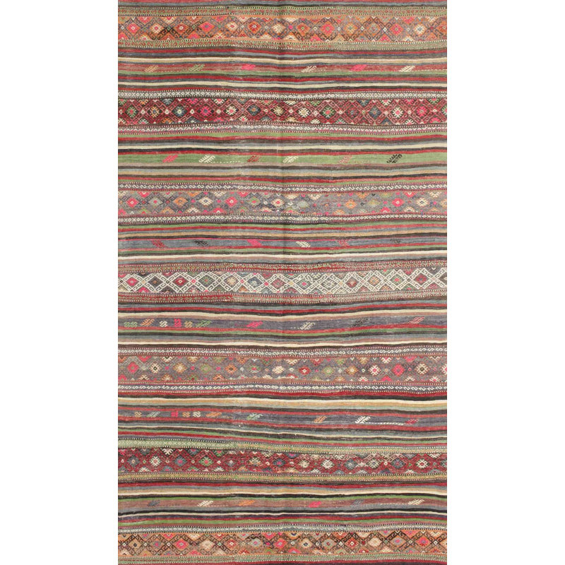 Tapis rouge / vert / brun Southwestern, Rectangle 5 pi x 8 pi