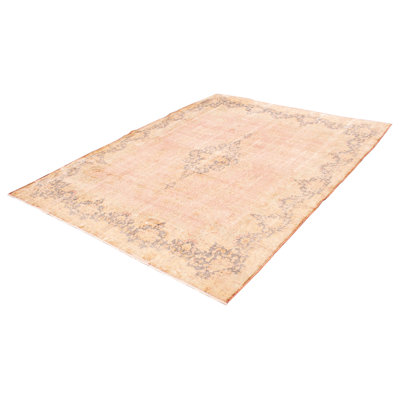 Tapis beige en laine noué à la main de conception unique 9 pi 6 po x 12 pi 2 po Leoine