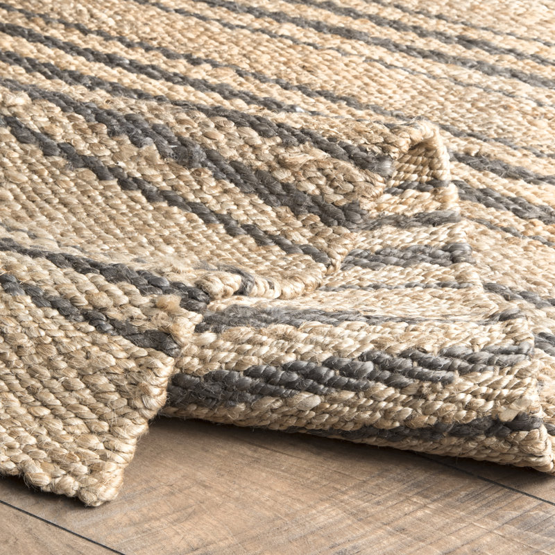  Tapis rayé en jute Natural Sycamore, Carré 8 pi