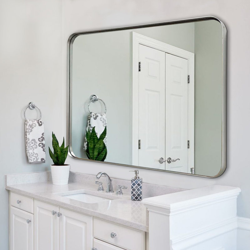 Miroir d'appoint Eitzen, Argent, 28 po x 20 po