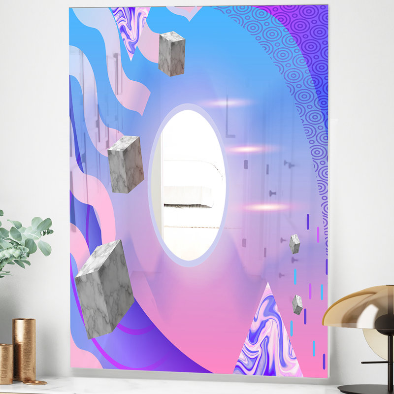 Miroir décoratif moderne Mid-Century Spacy Dimensions 2, H 39,4 po x l 29,5 po