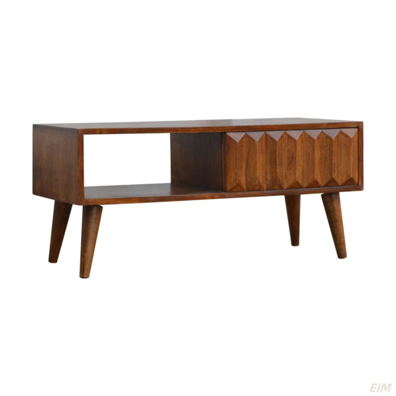 Unité média coulissante en prisme de châtaignier en bois massif Artisan Furniture