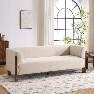 Orson Mid-Century Modern Upholstered Sofa with Exposed Solid Wood Frame