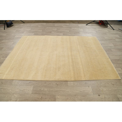 Tapis beige noué à la main de conception unique 5 pi 6 po x 8 pi 0 po