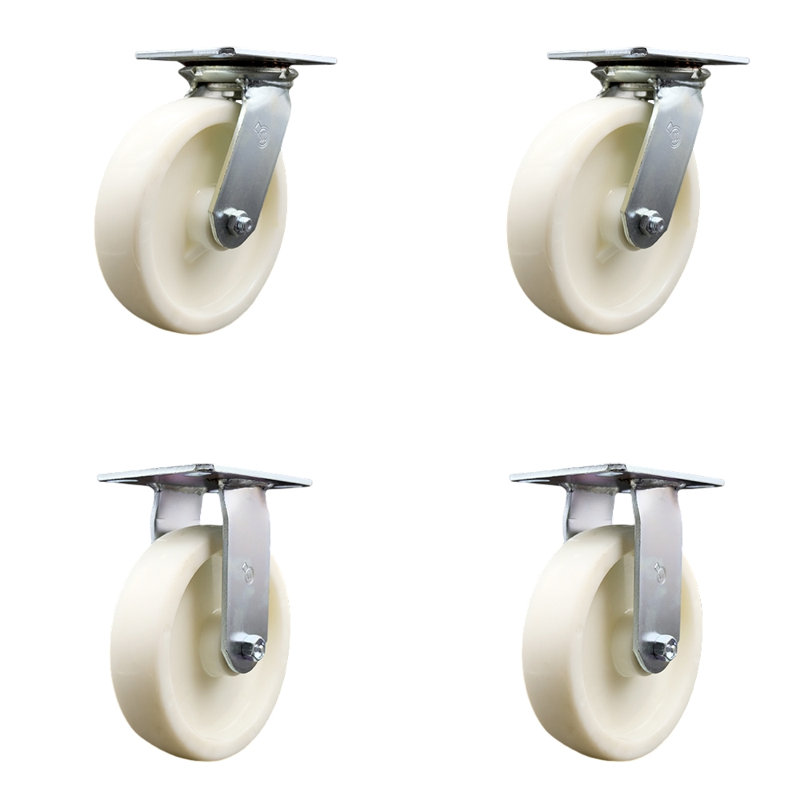 Ensemble de roulettes 4 pièces en nylon avec roulement à billes 2 pivotant 2 rigides