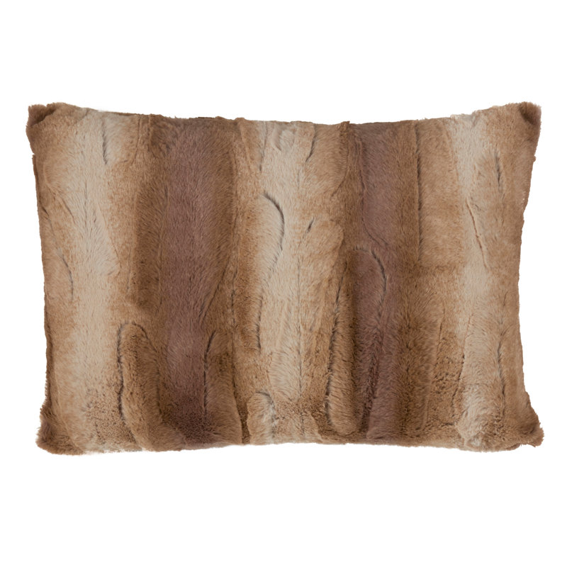 Natural Faux Rabbit Fur 20" x 20" Square Throw Pillow