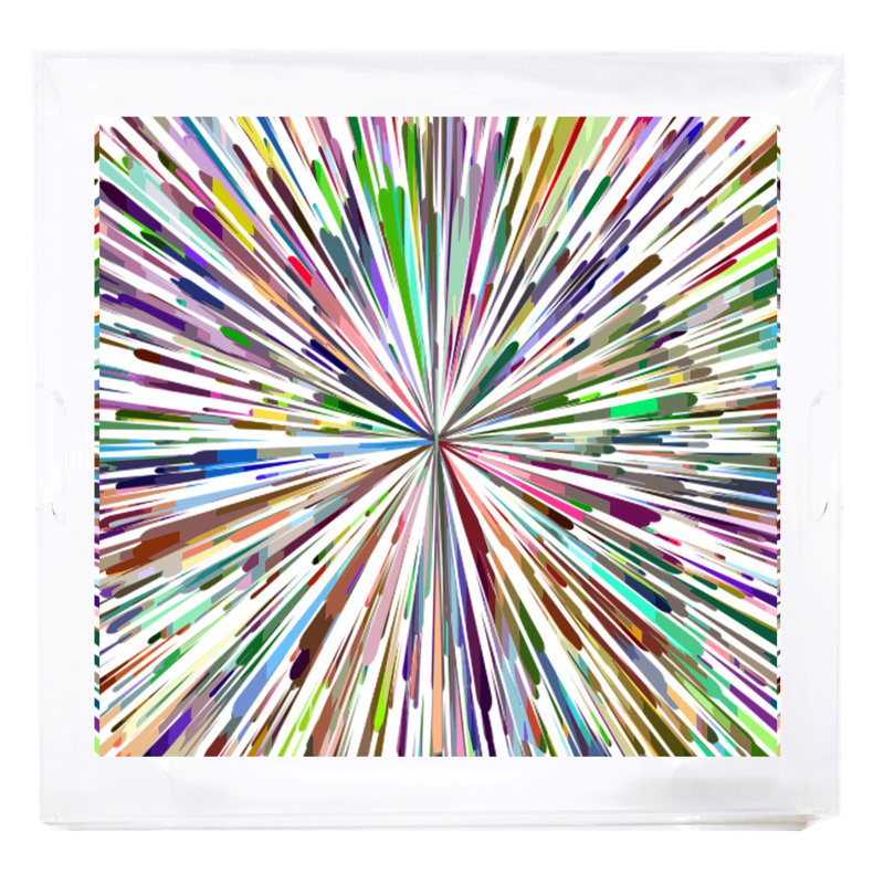 Fireworks Acrylic Square Decorative Tray, White