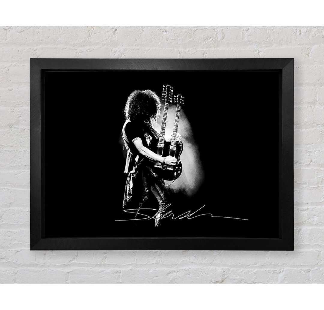 Slash Double Guitar B~W - Einzelner Bilderrahmen Kunstdrucke