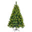 Arbre de Noël artificiel à grandes branches 6 pi vert avec branches de pin, ensemble illuminé avec arbre, guirlande et 
