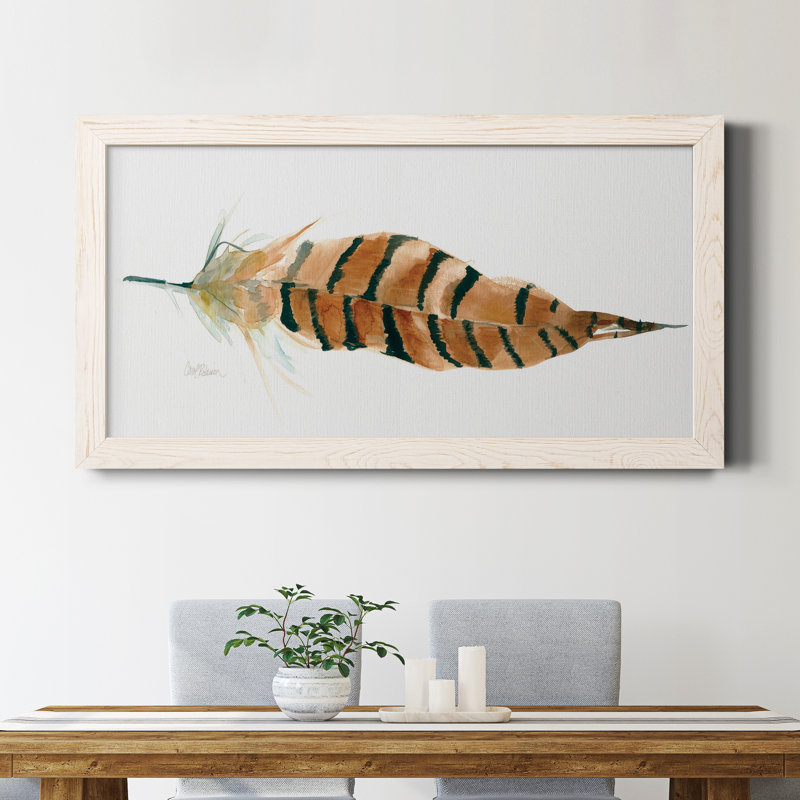 «Tail Feather I», peinture sur toile encadrée, Blanc