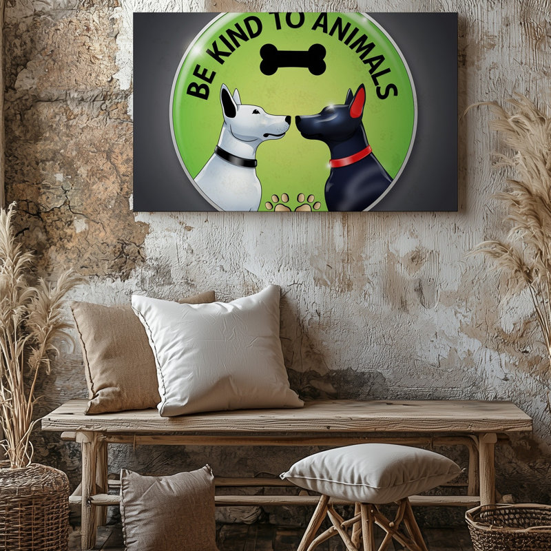 Toile, un autocollant circulaire vibrant comprend deux silhouettes de chiens stylisés, un blanc brillant avec un élégant collier noir et une toile