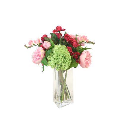 Mélange de jardin rose, fuchsia et vert