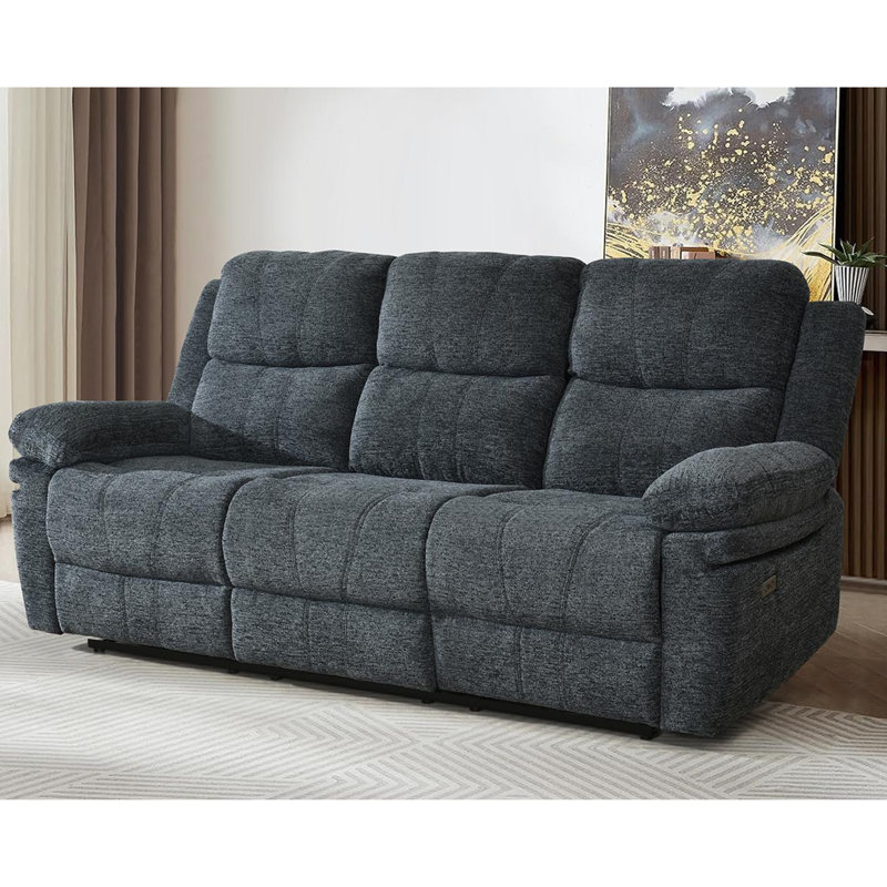  Canapé inclinable électrique Bennett avec deux fauteuils inclinables, console centrale et chargement USB, gris anthracite