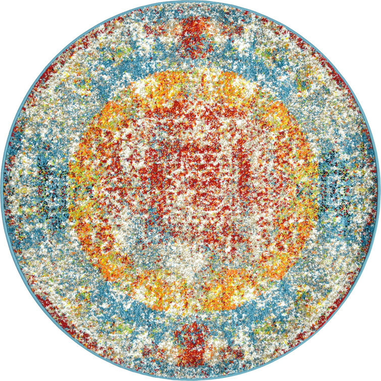 Hartell Oriental Blue/Orange/Red Area Rug