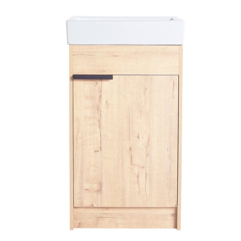 Meuble-lavabo autoportant avec lavabo en céramique Delasha