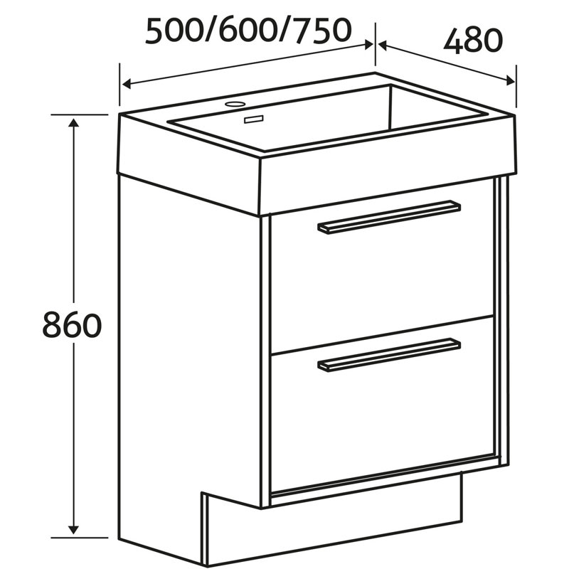 Walker 600mm Single Bathroom Vanity with Integrated Resin Basin, Light Sawn Oak
