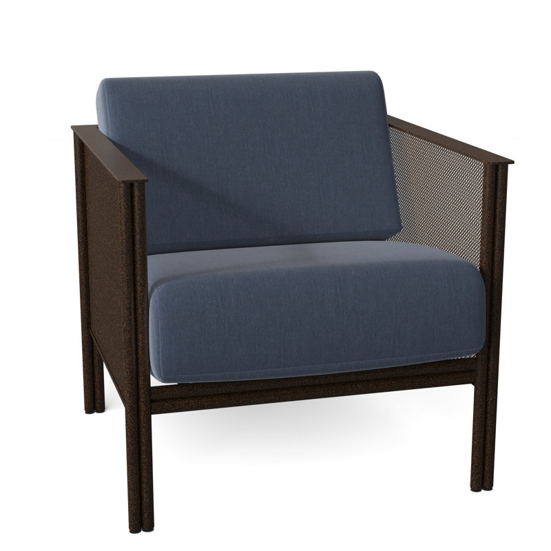 Jax Outdoor Lounge Chair, Spectrum Denim Sunbrella® Plainweave, Textured Black