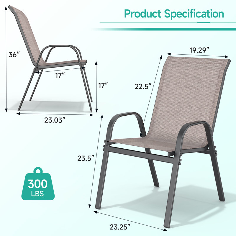 Ensemble de 2 chaises de patio empilables Wittig, Gris, Brun