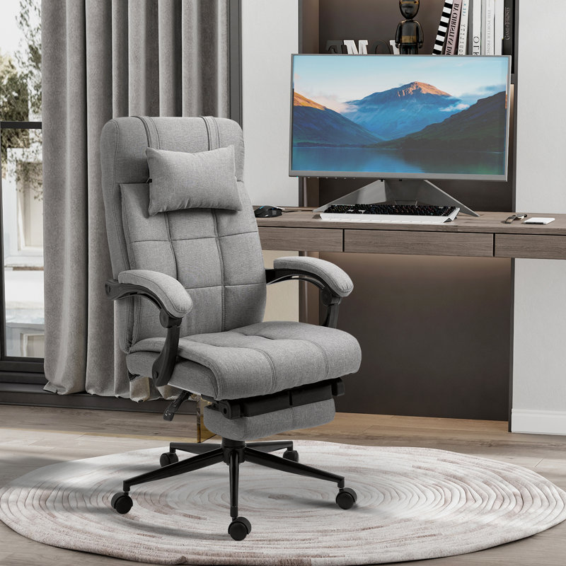 Chaise de bureau pivotante à dossier haut en tissu Vinsetto