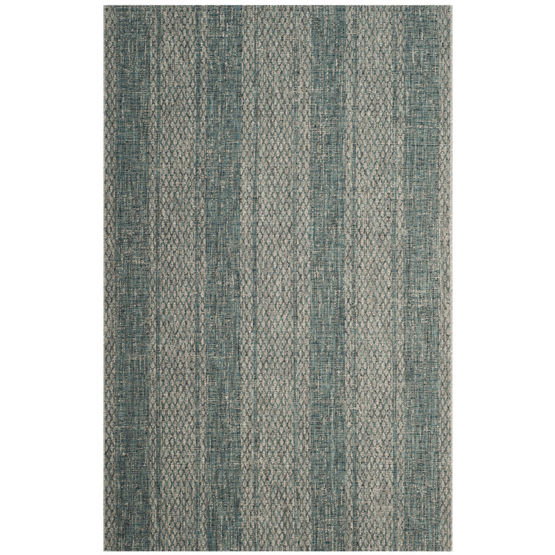 Atwells Light Grey/Teal Indoor/Outdoor Rug, Rectangle 122 x 170 cm