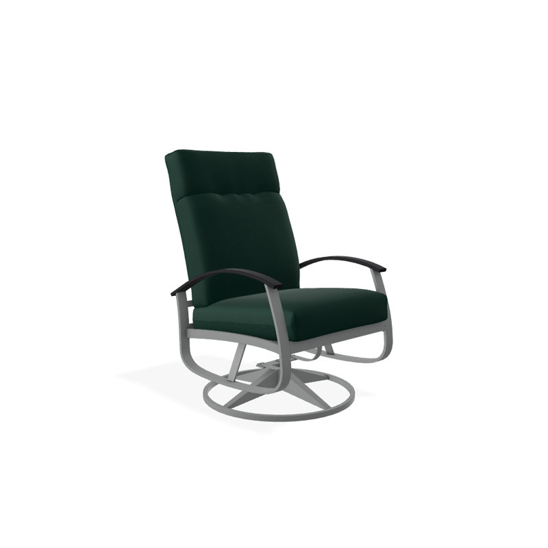 Chaise de patio pivotante avec coussins Askar, Toile Sunbrella® vert forêt, Noir P70, Graphite texturé