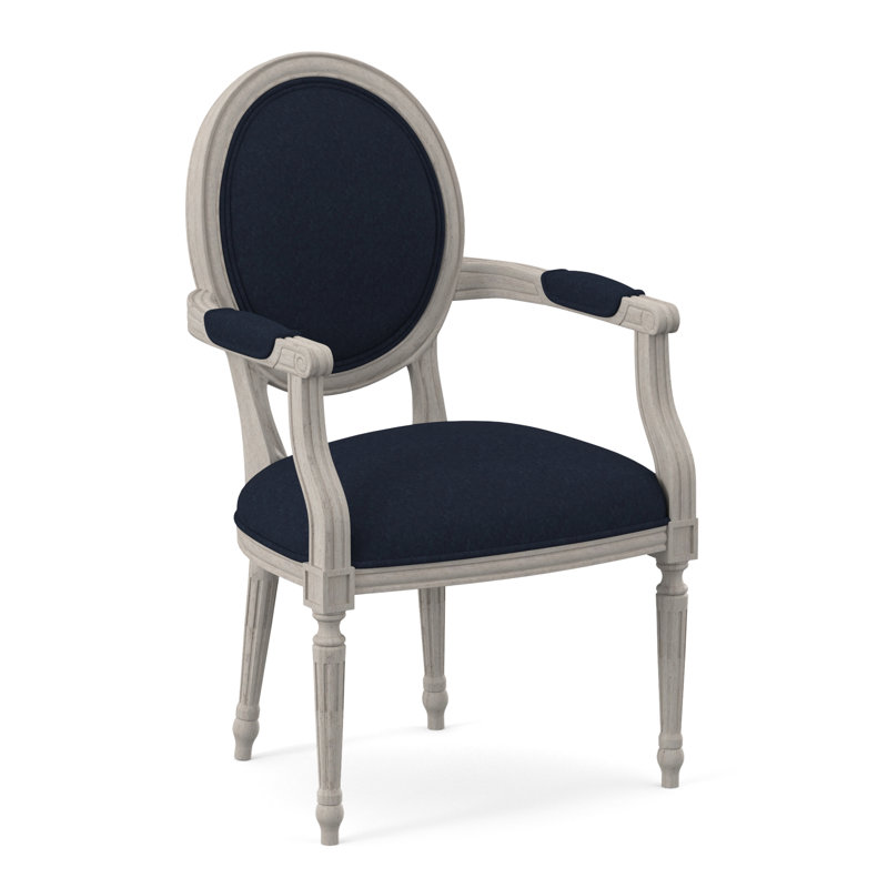 Chaise avec accoudoirs en tissu Dauphin, Bisque, Ébène Margaret