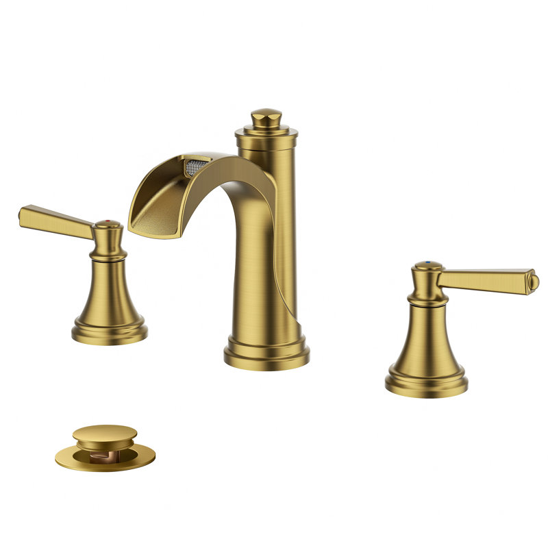 Widespread 2-handle Bathroom Faucet With Drain Assembly, Brushed Gold