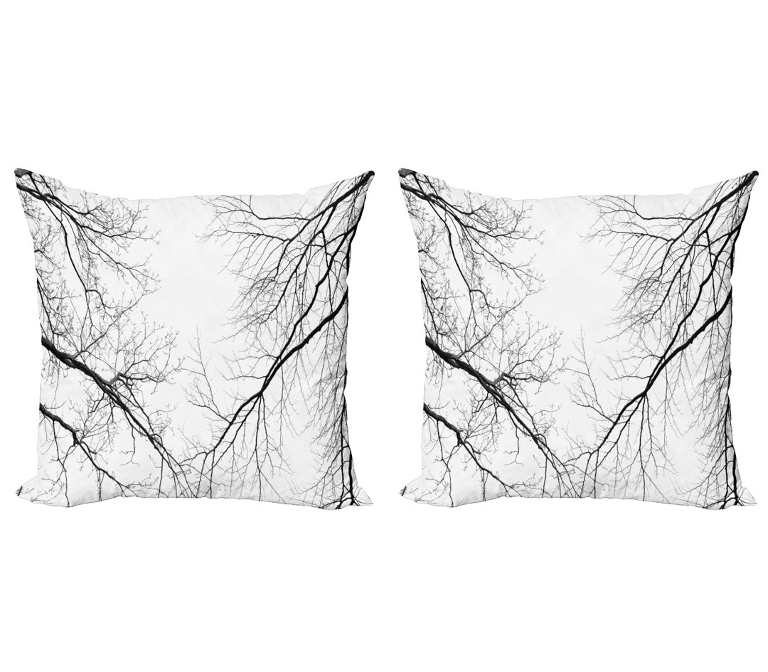 Kissenbezug, Leafless Scary Branchen, Wald, Schwarz und weiß
