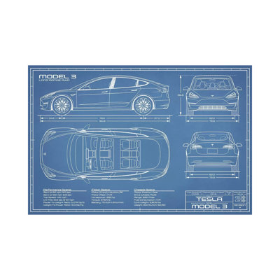 " Tesla Model 3 (Long Range RWD) " by Action Blueprints